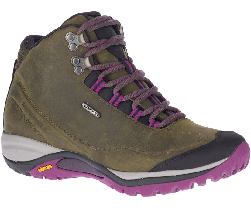 Buty Merrell Siren Traveller 3 Mid Wasserdicht - Buty Trekkingowe Damskie Merrell - Oliwkowe/Fioleto